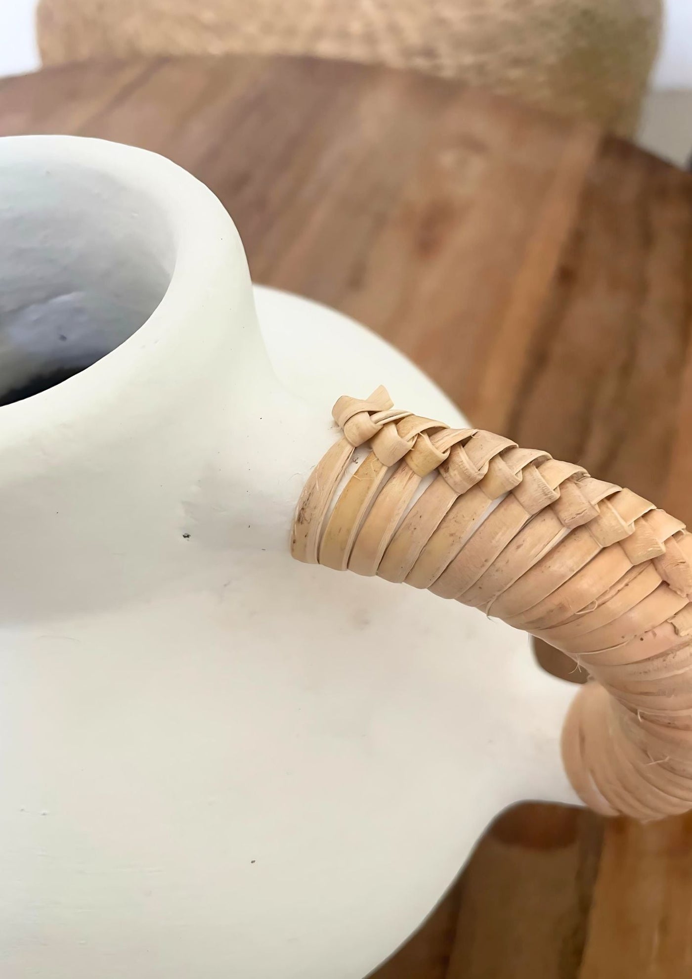 Jarrón de Ratán y Terracota - M - Blanco