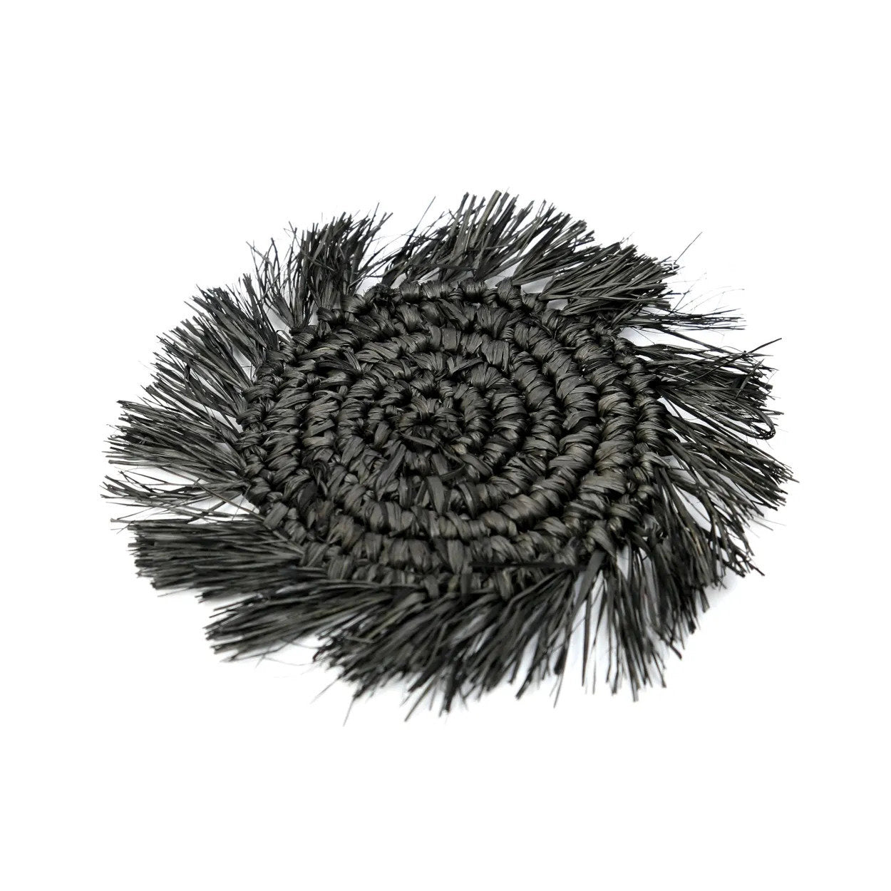 Posavasos de rafia con flecos - negro