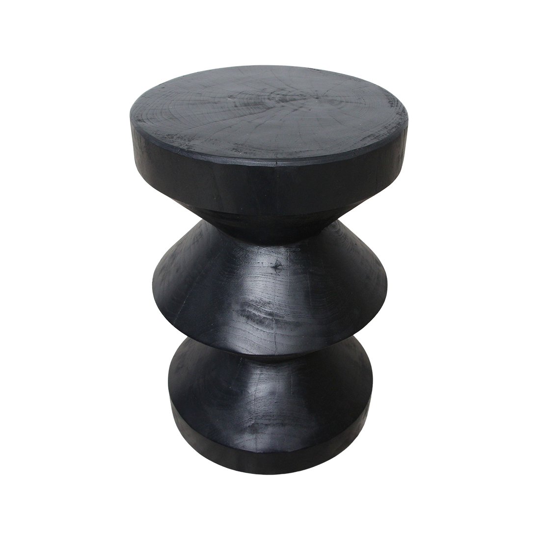 Mesa auxiliar de teca Forma Rizo negra