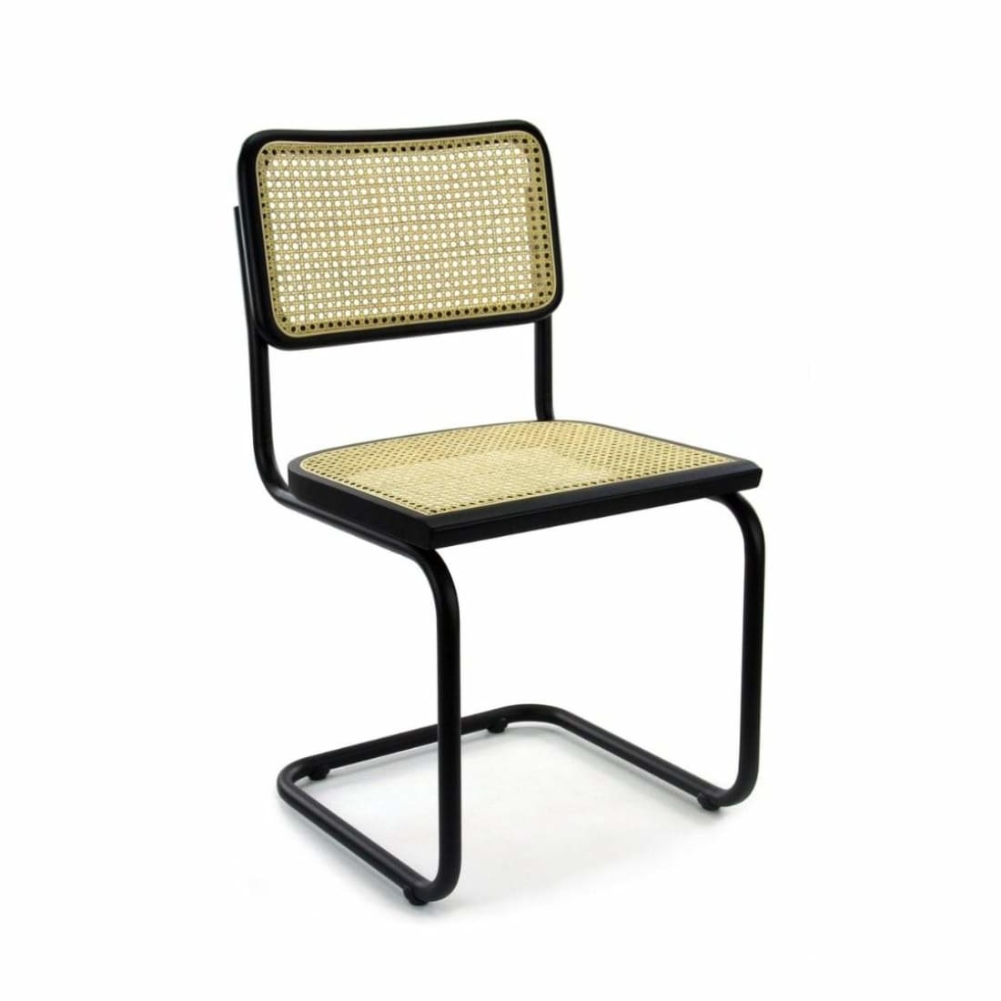 Juego de 4 sillas de comedor de ratán, negras, modelo Bas