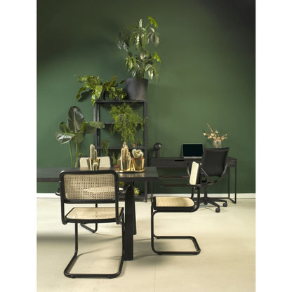 Juego de 4 sillas de comedor de ratán, negras, modelo Bas