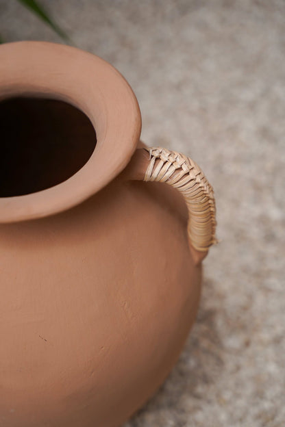 Jarrón de terracota con ratán XL - Naranja