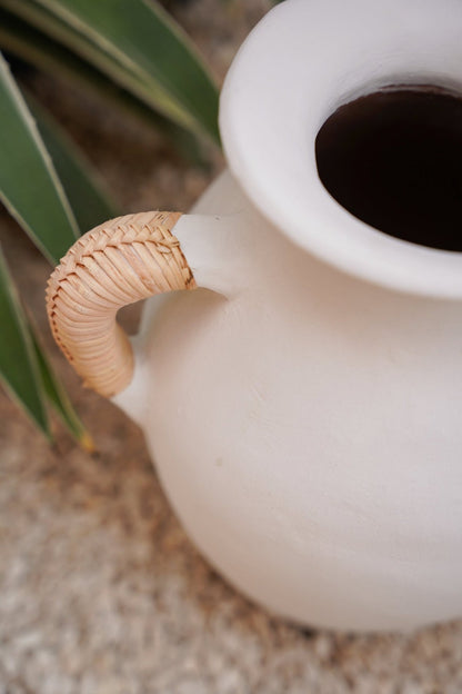 Jarrón de terracota de ratán - G - blanco