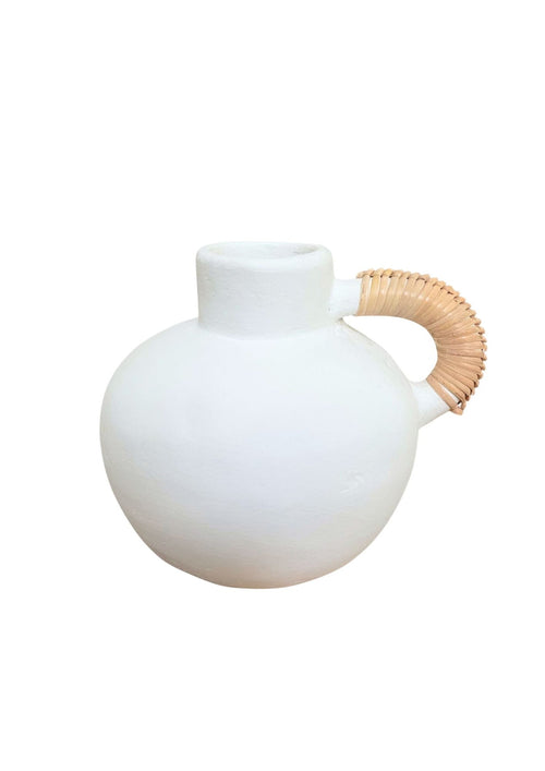 Jarrón de Ratán y Terracota - M - Blanco