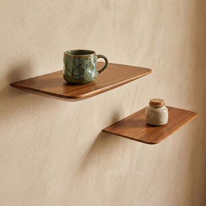 Estante de pared de teca Craftsman - juego de 2