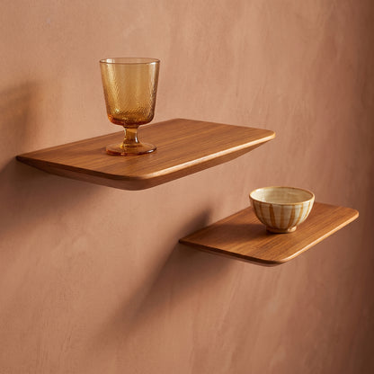 Estante de pared de teca Craftsman - juego de 2