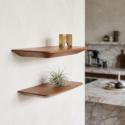 Estante de pared de teca Craftsman - juego de 2