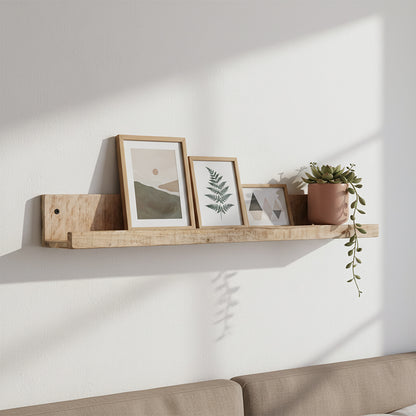 Estante de pared de madera de mango - Estante para fotos - 75x8x8 cm