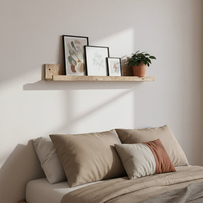 Estante de pared de madera de mango - Estante para fotos - 75x8x8 cm