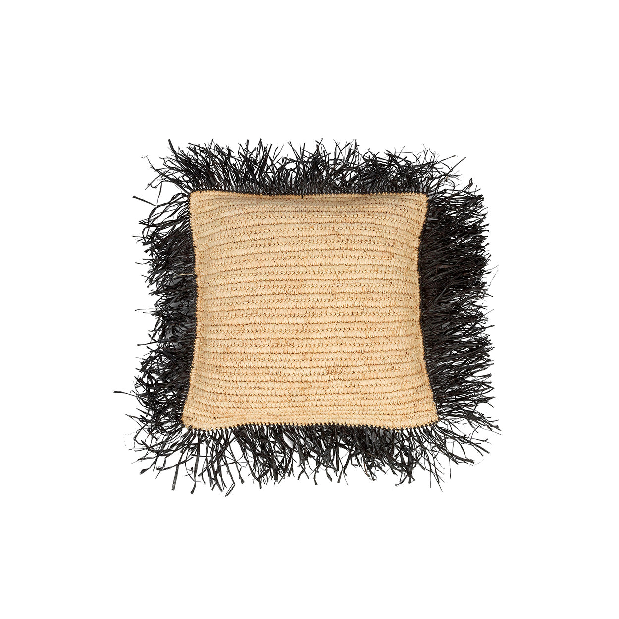 Funda de cojín cuadrada de rafia - natural/negro - 40x40