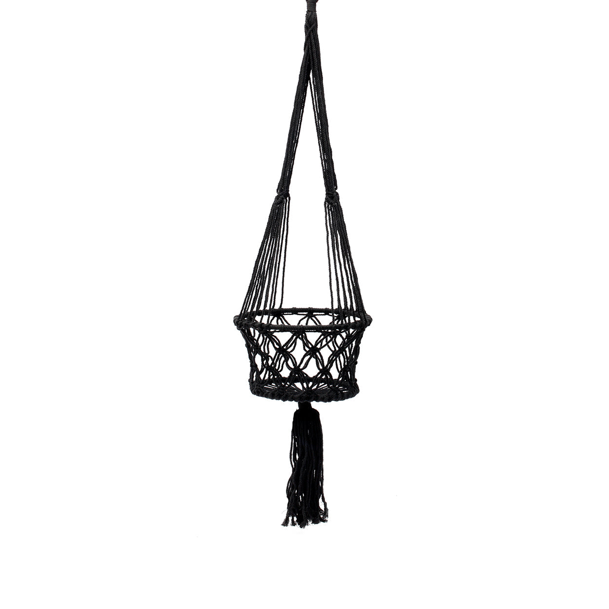 El soporte de macramé para plantas - Negro - G