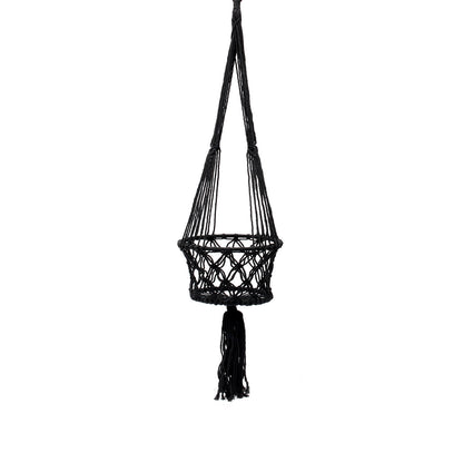 El soporte de macramé para plantas - Negro - G