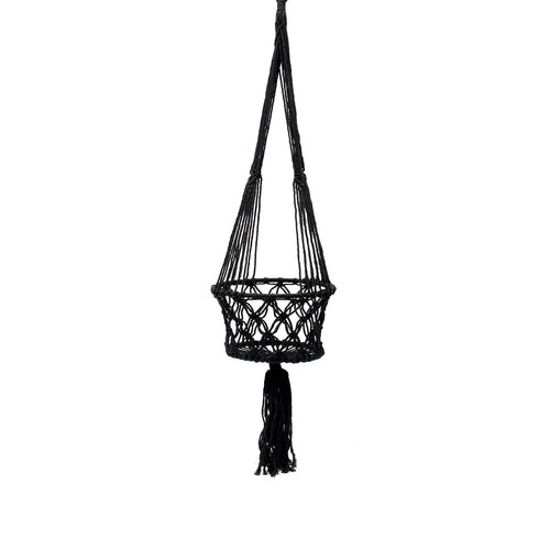 El soporte de macramé para plantas - Negro - G
