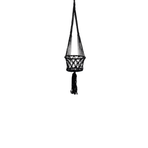 El soporte para plantas de macramé - negro - S