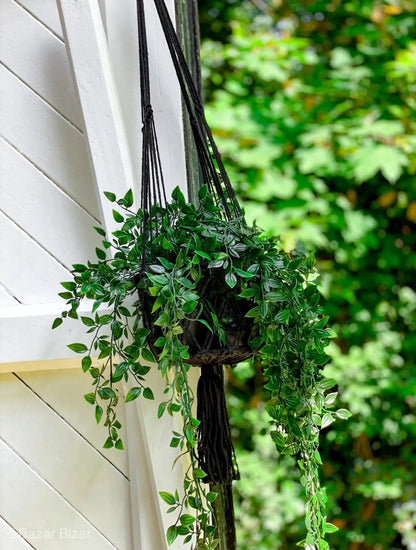 El soporte para plantas de macramé - negro - S