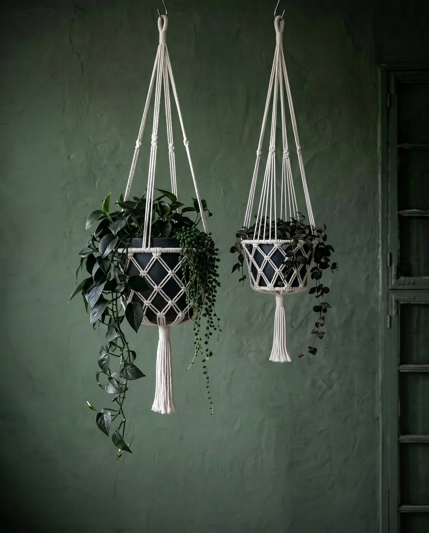 El soporte de macramé para plantas - blanco - M_40