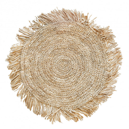 El mantel individual Fringe de rafia redondo - natural