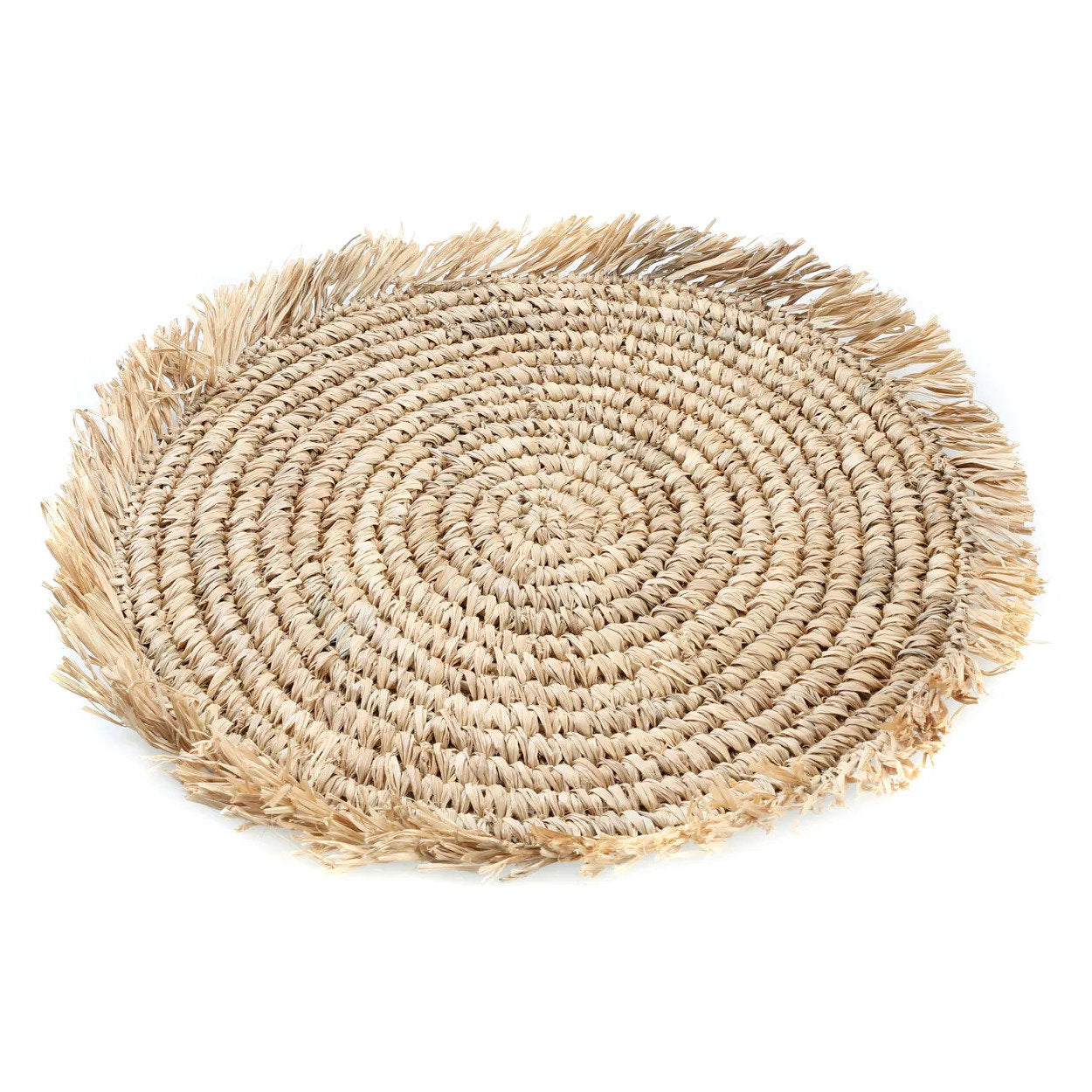 El mantel individual Fringe de rafia redondo - natural