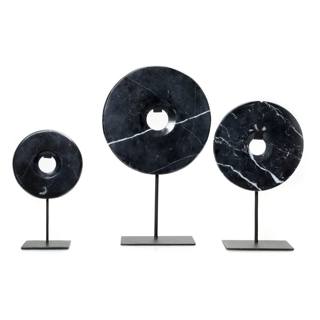 Disco de mármol con base - negro - G