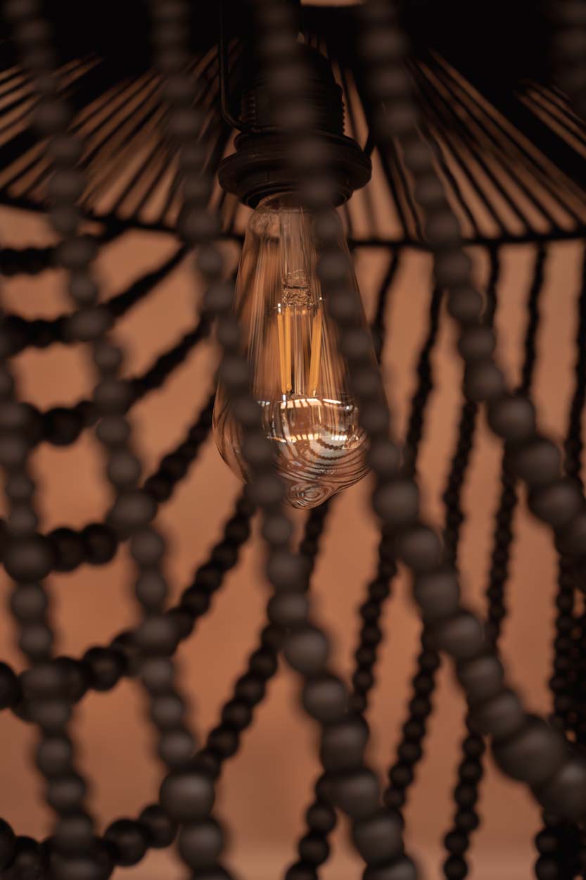 Lámpara de araña de cuentas de madera - Negra - G