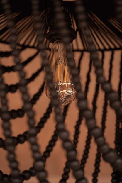 Lámpara de araña de cuentas de madera - Negra - G