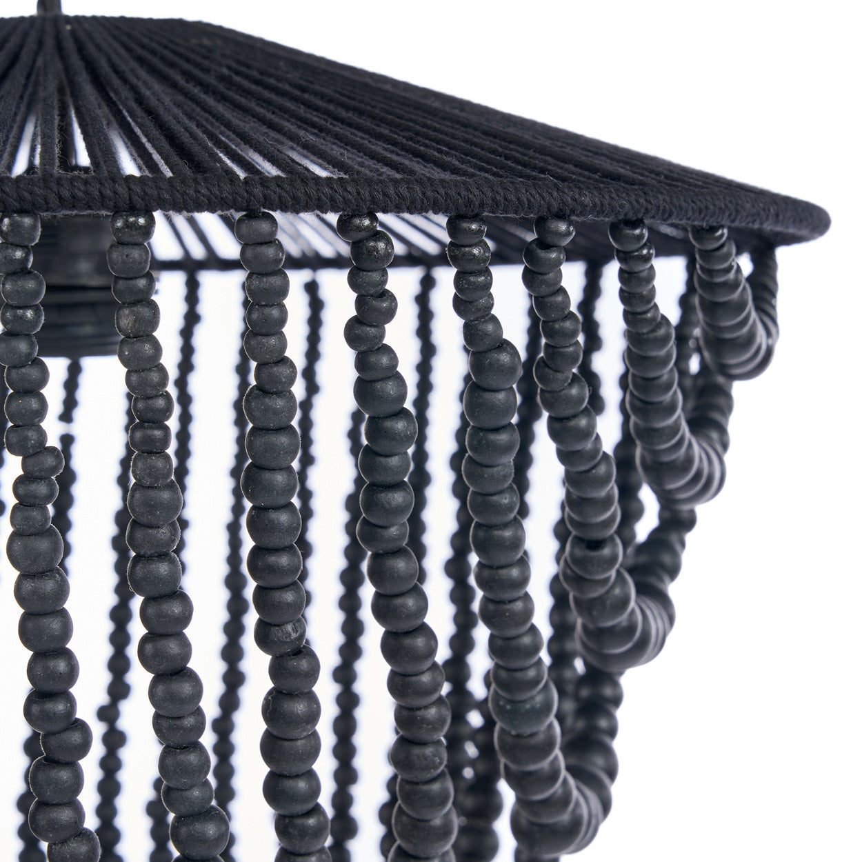 Lámpara de araña de cuentas de madera - Negra - G