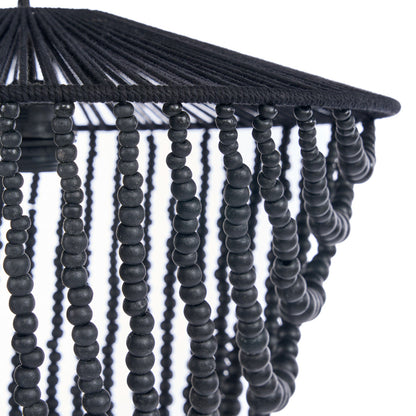 Lámpara de araña de cuentas de madera - Negra - G