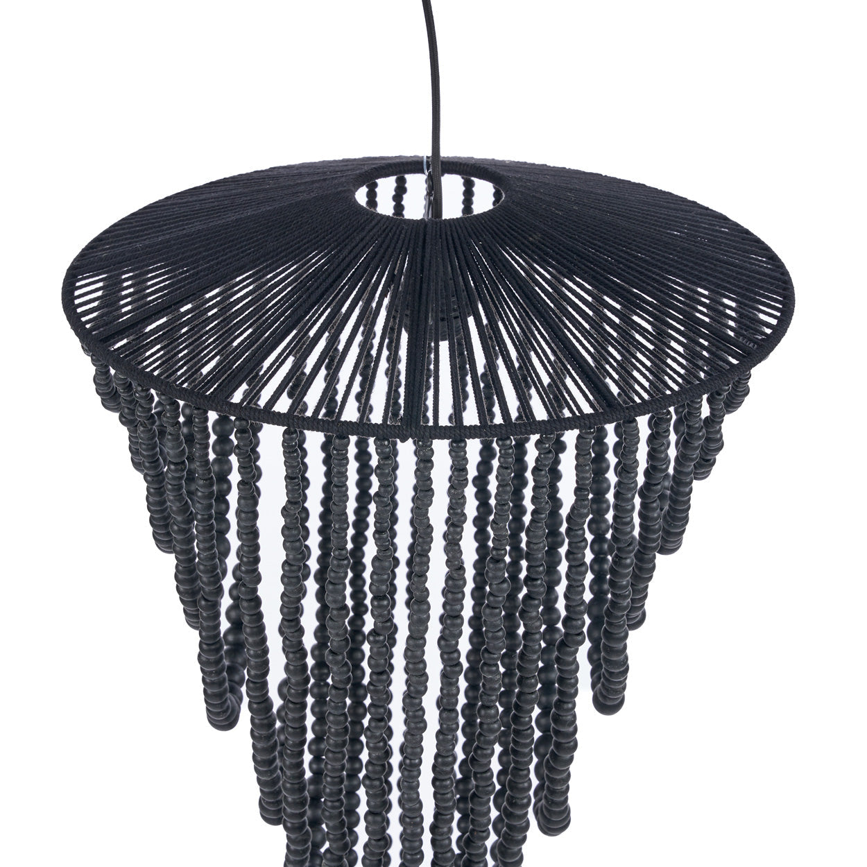 Lámpara de araña de cuentas de madera - Negra - G