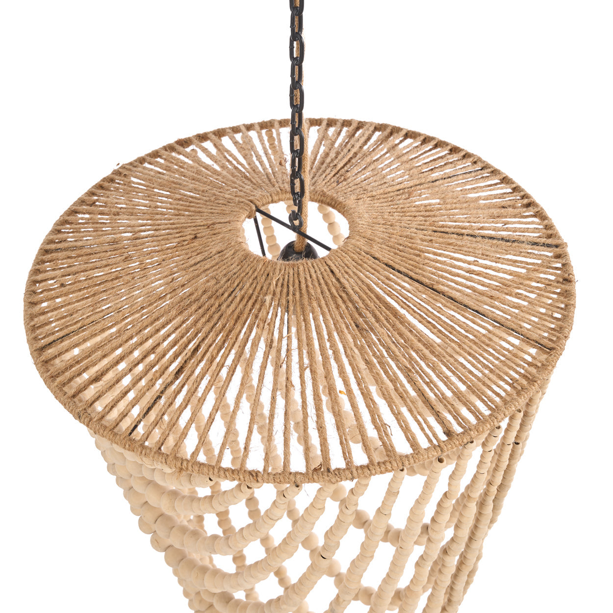 Lámpara de araña de cuentas de madera - Natural - G