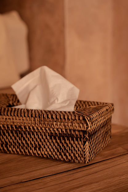 La caja clásica de pañuelos de ratán - marrón natural