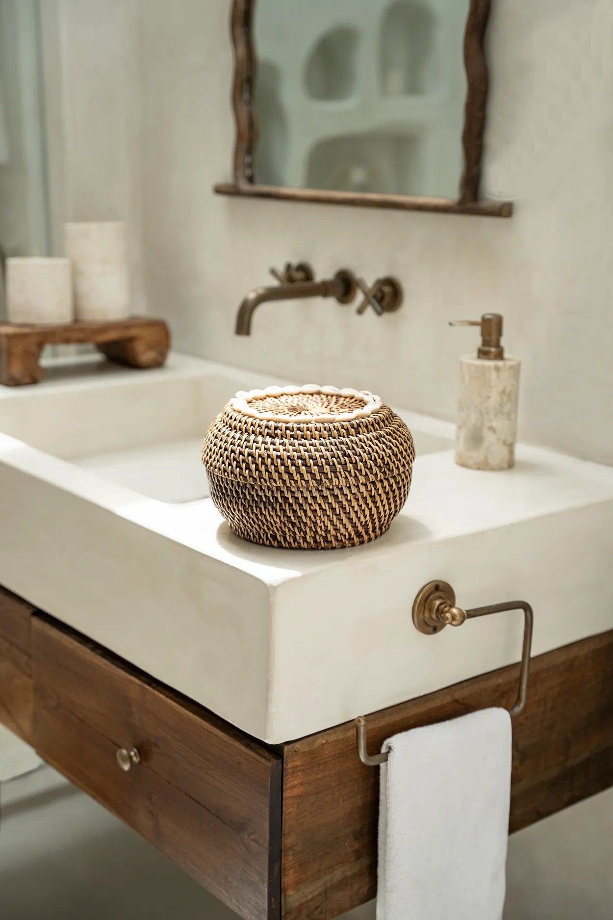 Cesta Colonial Peek-a-Boo - marrón natural - S