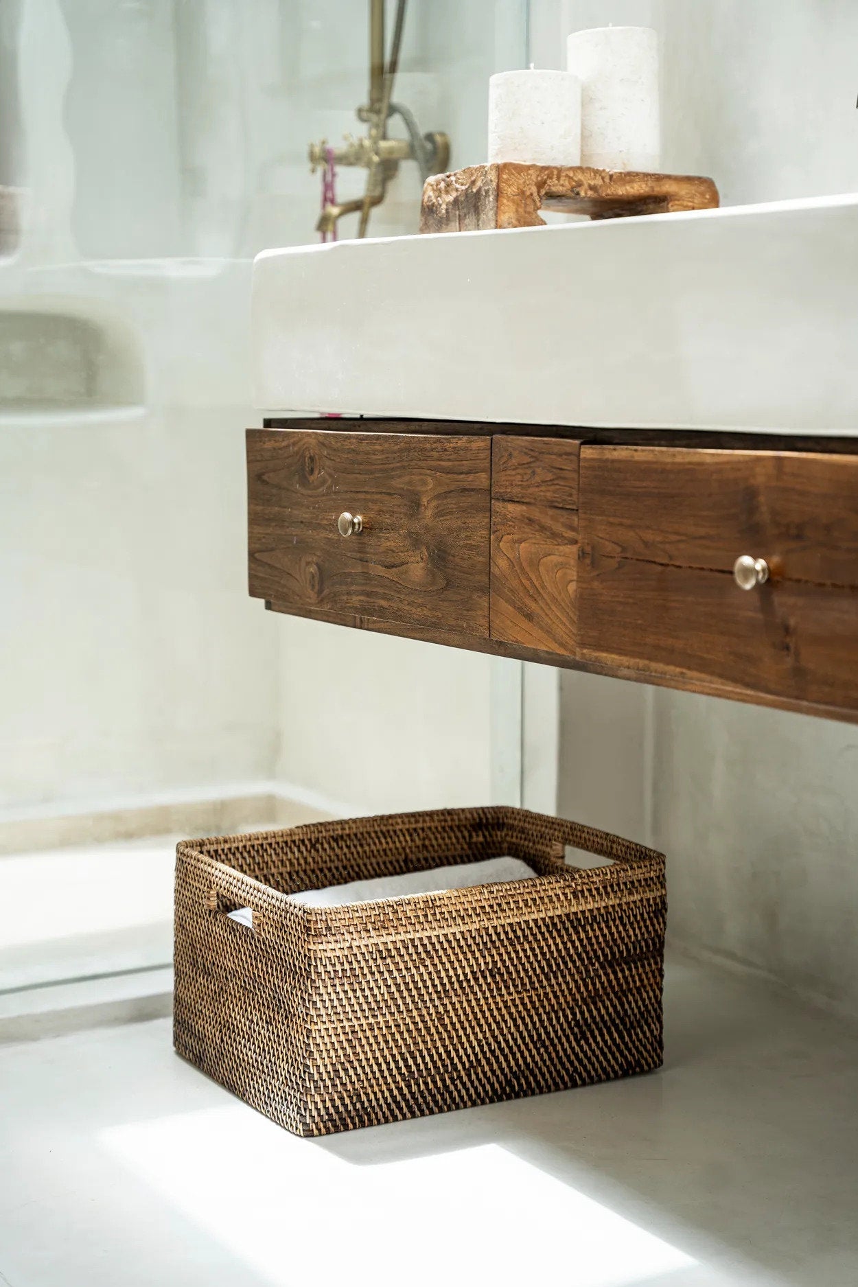 Cesta para revistas colonial - Marrón natural - XL
