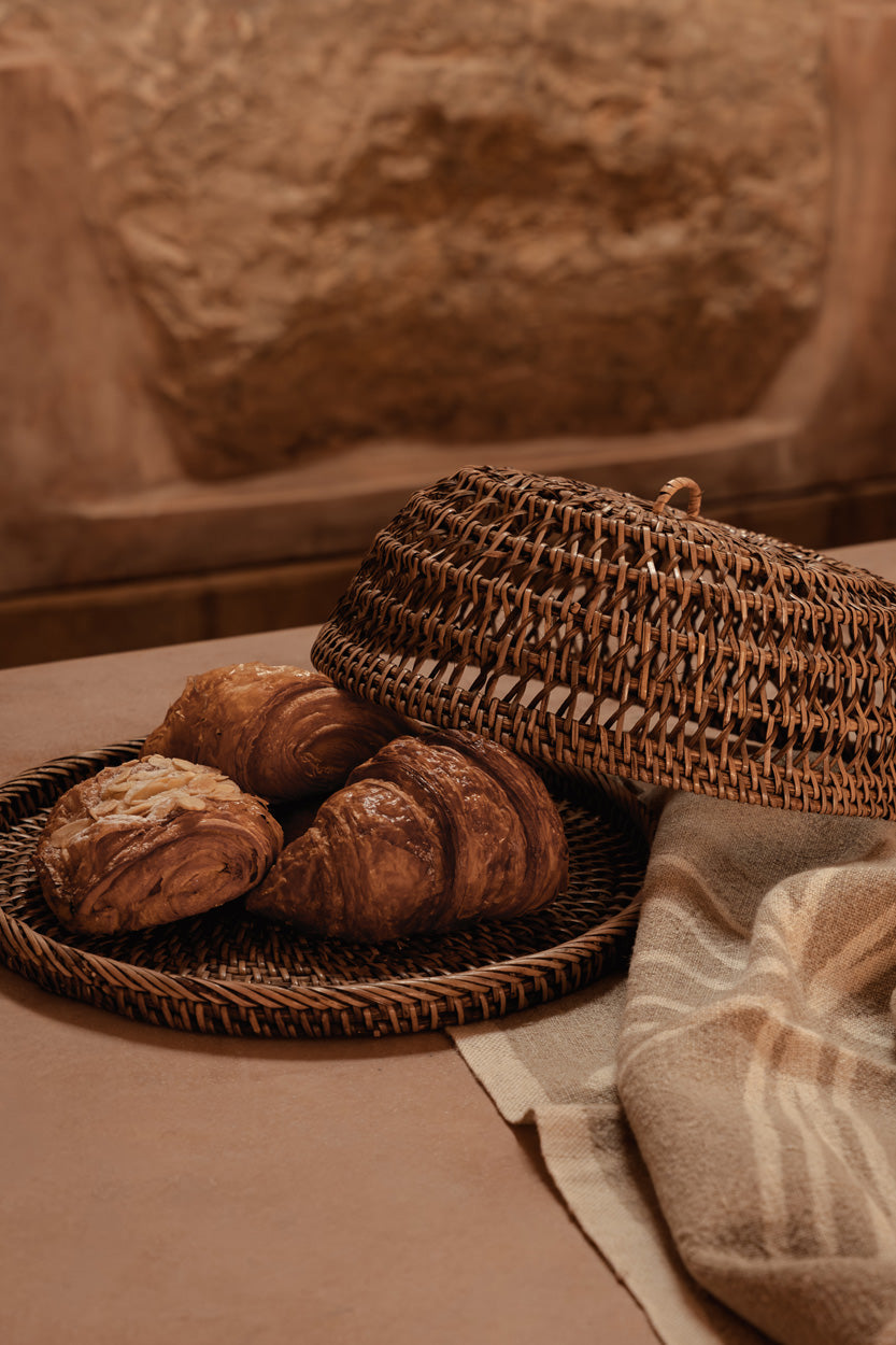 Campana de ratán para alimentos - marrón natural - M