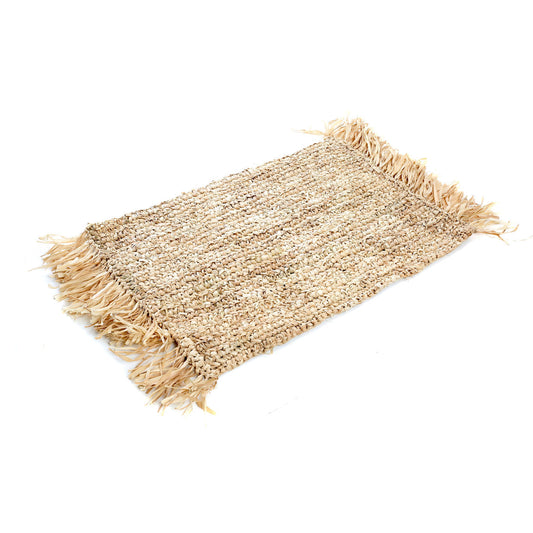 Mantel individual de rafia con flecos rectangular - natural