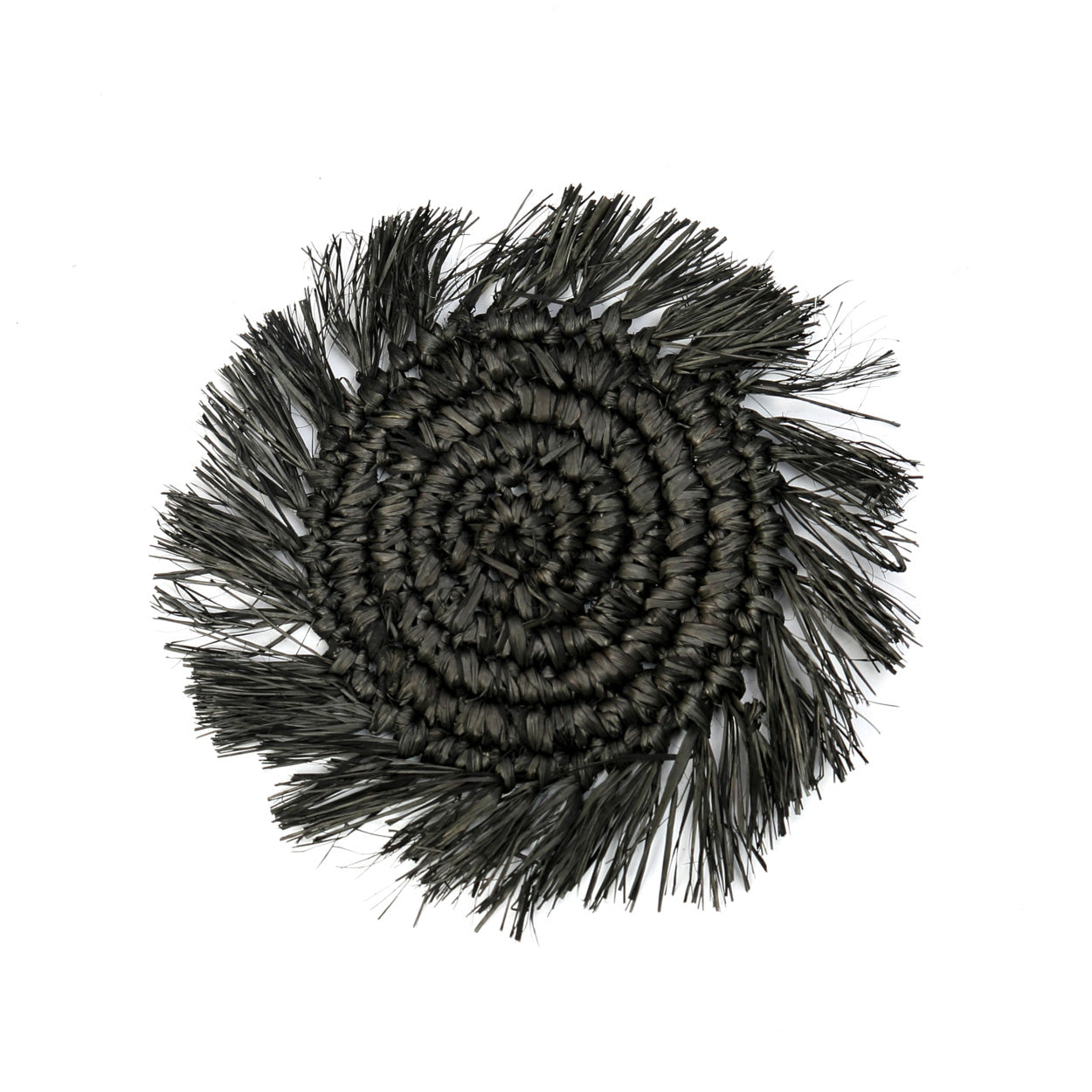 Posavasos de rafia con flecos - negro