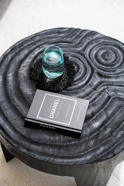 Posavasos de rafia con flecos - negro