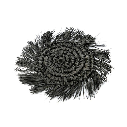 Posavasos de rafia con flecos - negro