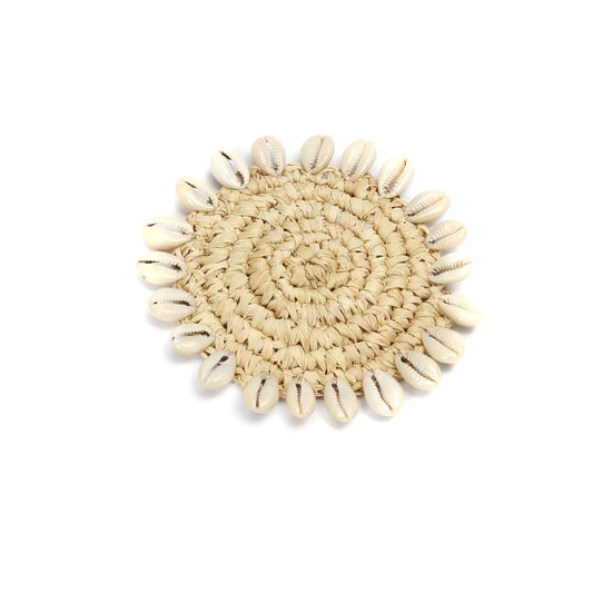 El posavasos de rafia con conchas - Natural