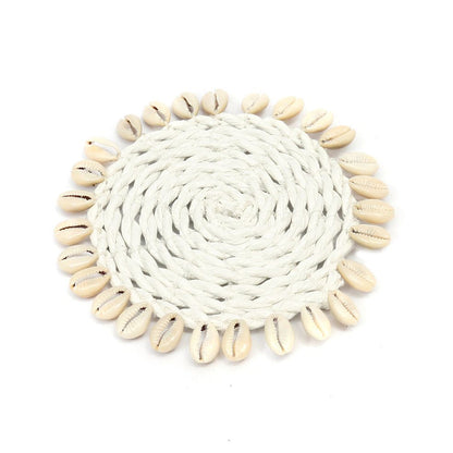 El posavasos de concha de hierba marina - blanco