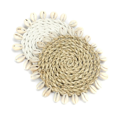 El posavasos de concha de hierba marina - blanco