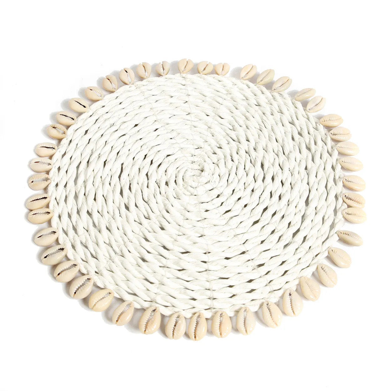 El salvamanteles de conchas de hierba marina - blanco