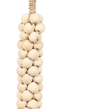 Cuentas de madera con borla de algodón - blanco natural