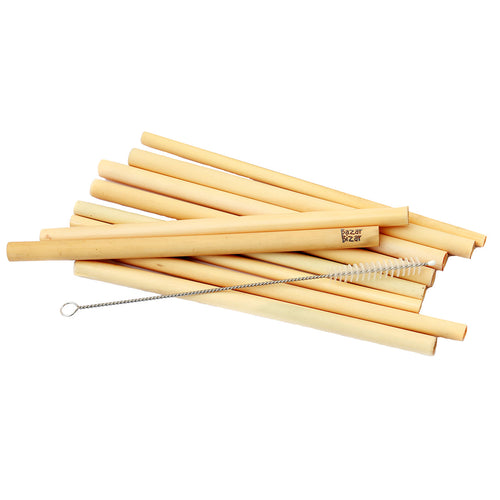 Pajitas de bambú - set de 10 con cepillo de limpieza