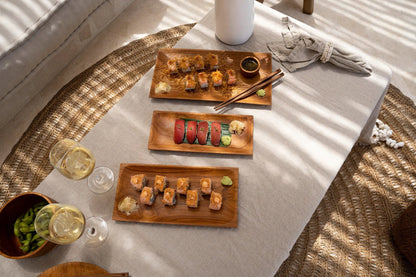 Tabla de sushi de raíz de teca - P