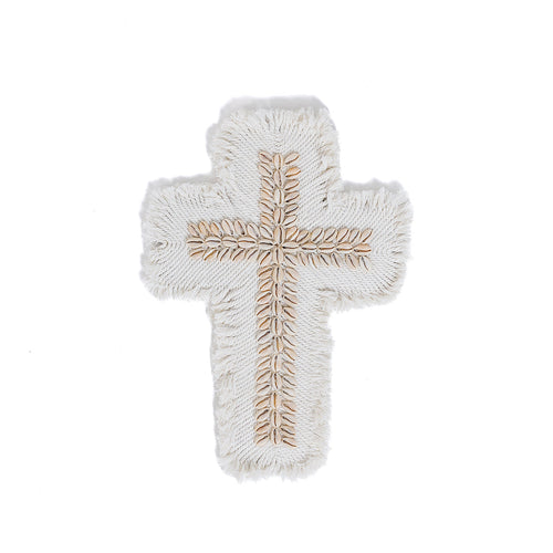 La cruz de macramé - blanca