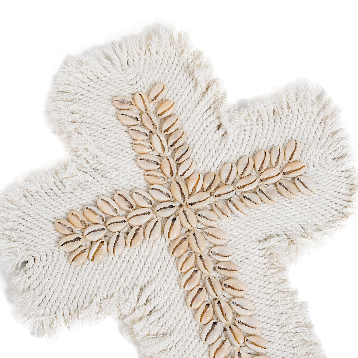 La cruz de macramé - blanca