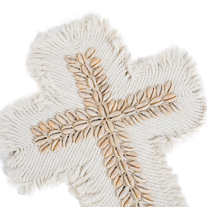 La cruz de macramé - blanca