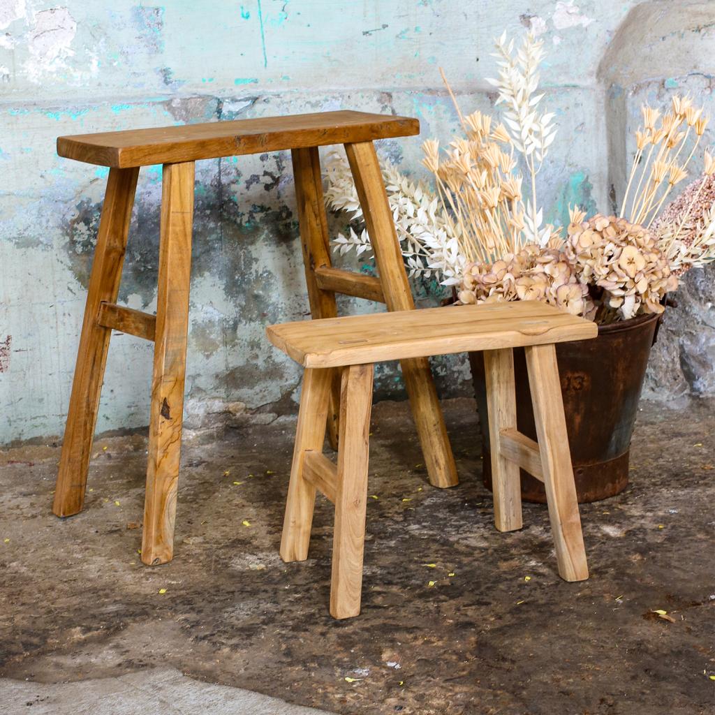 Mesa auxiliar/banco Java Carpenter - madera reciclada - 40x17x50 cm