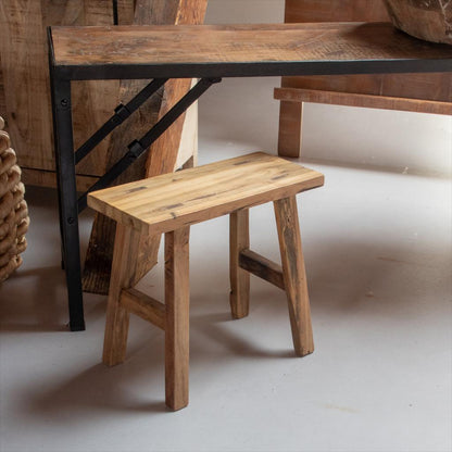 Mesa auxiliar/taburete de carpintero Java - madera reciclada - 16x35x30 cm