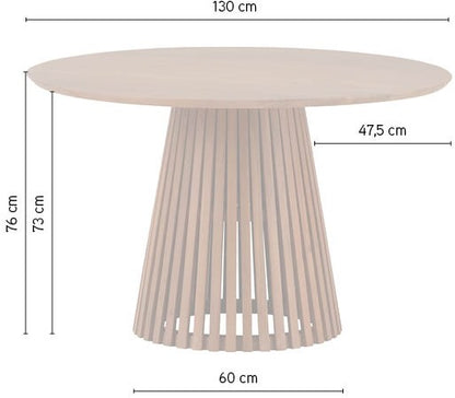 Mesa de comedor Ø130, Acacia natural
